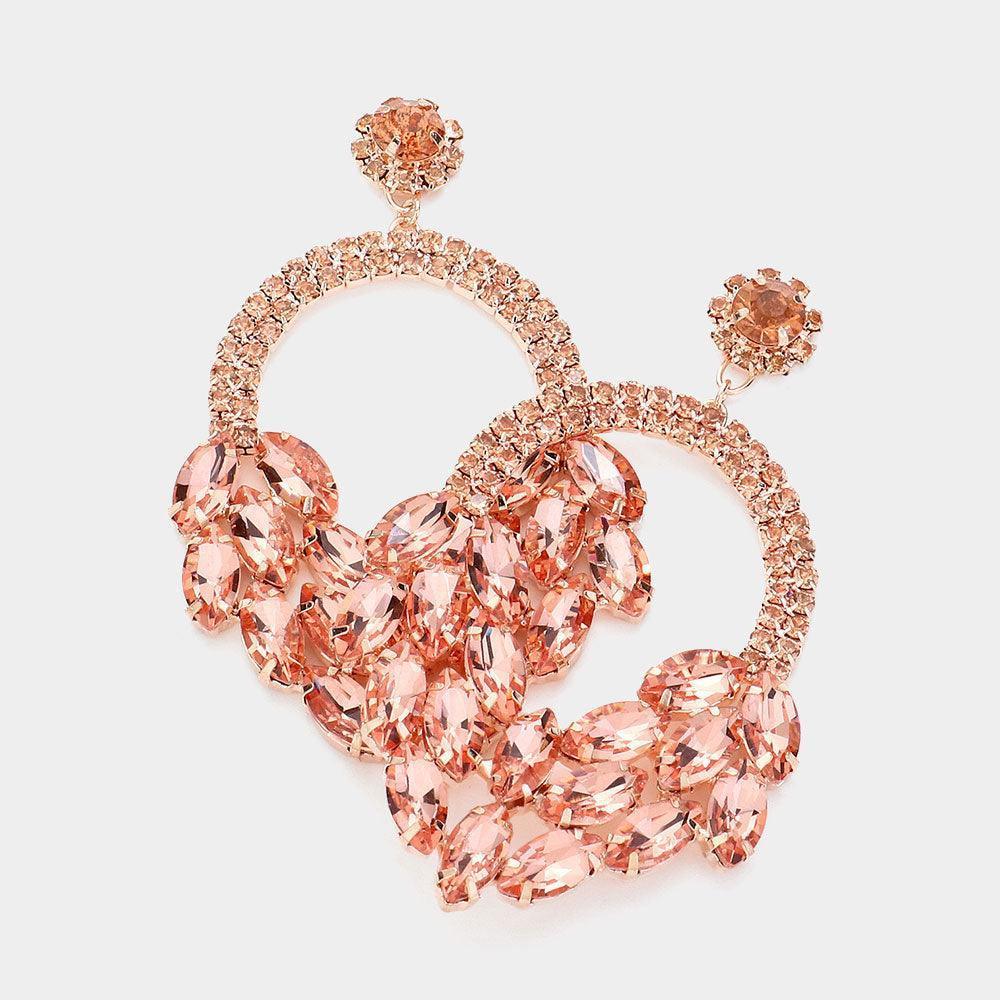 Open Circle Marquise Stone Cluster Evening Earrings - Jewelry Store by Erik Rayo