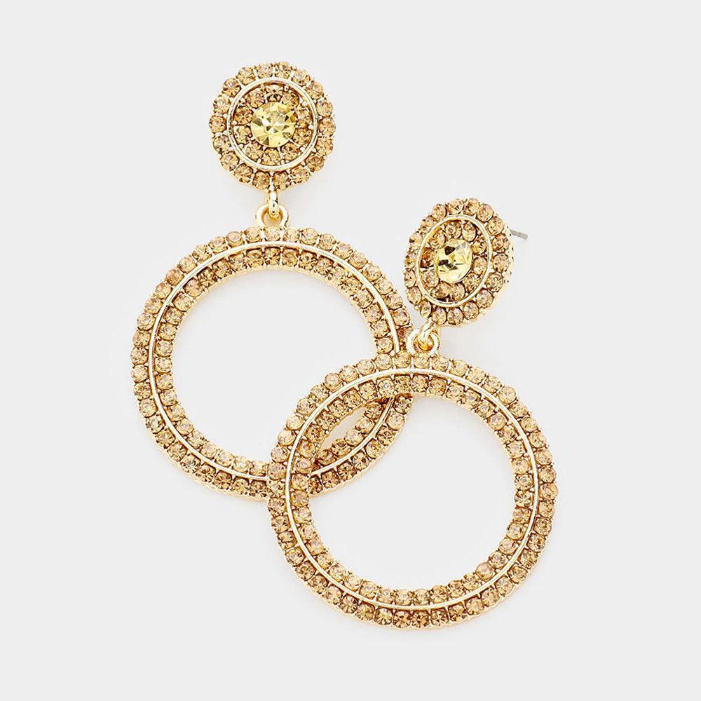 Rhinestone Pave Open Circle Evening Earrings - Jewelry Store by Erik Rayo