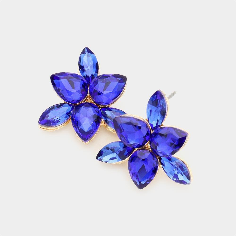 Marquise Teardrop Stone Cluster Evening Stud Earrings - Jewelry Store by Erik Rayo