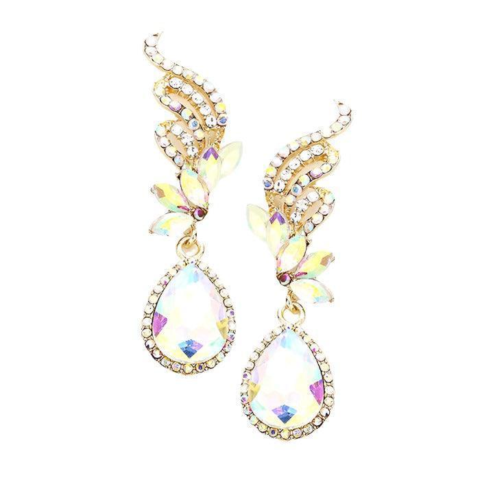 Gold Crystal Rhinestone Teardrop Dangle Evening Earrings - Jewelry Store by Erik Rayo