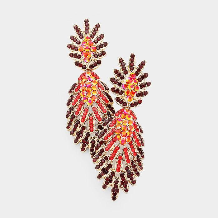 Gold Feather Pave Earrings - Jewelry Store by Erik Rayo