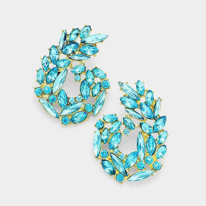 Aqua Swirled Petal Post Earrings - Jewelry Store by Erik Rayo