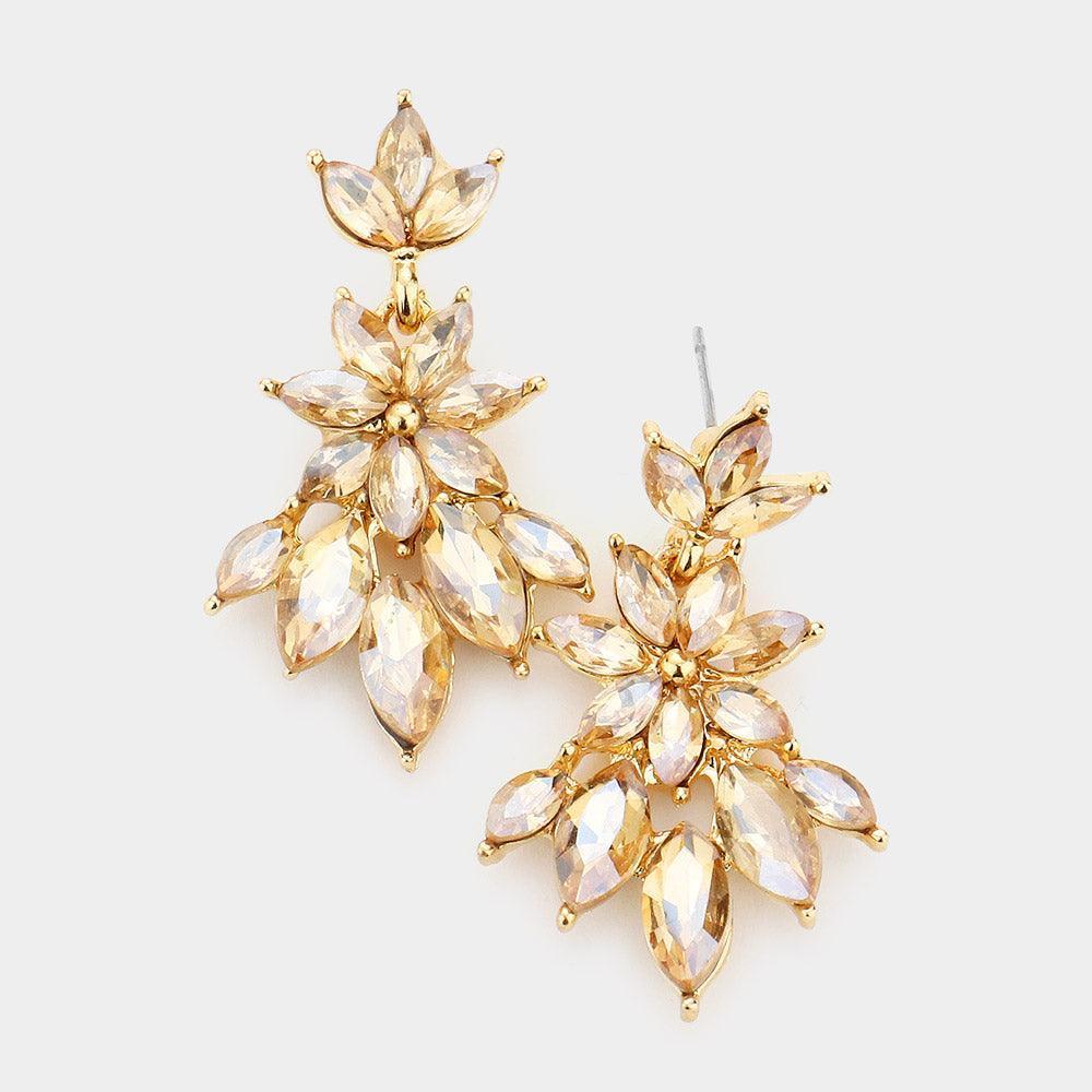 Marquise Stone Cluster Dangle Evening Earrings - Jewelry Store by Erik Rayo