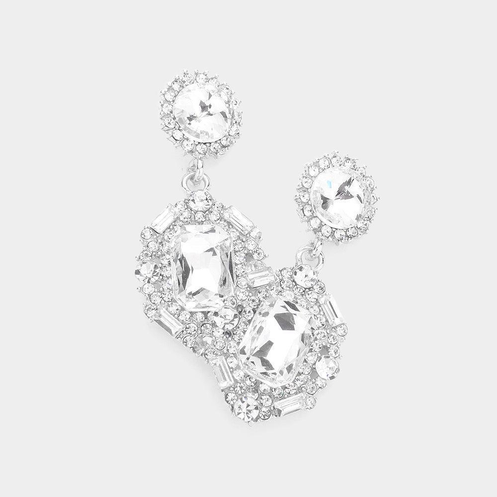 Emerald Cut Crystal Evening Earrings - Jewelry Store by Erik Rayo