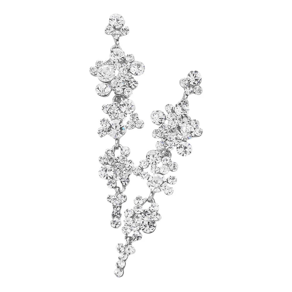Silver Bubble Stone Cluster Dangle Evening Earrings - Jewelry Store by Erik Rayo