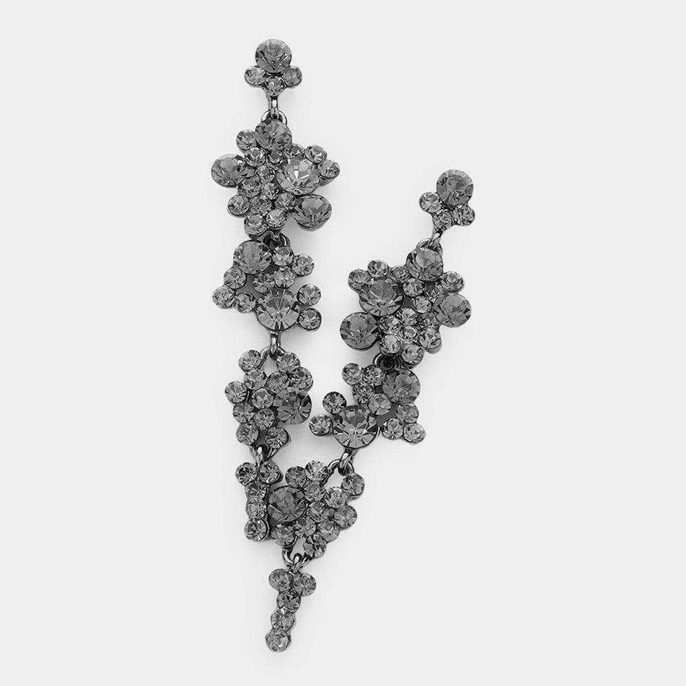 Black Bubble Stone Cluster Dangle Evening Earrings - Jewelry Store by Erik Rayo