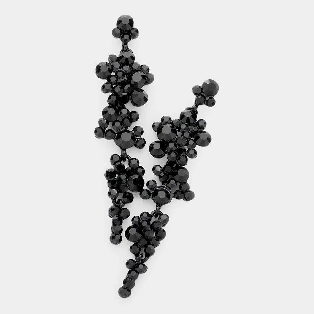 Black Bubble Stone Cluster Dangle Evening Earrings - Jewelry Store by Erik Rayo