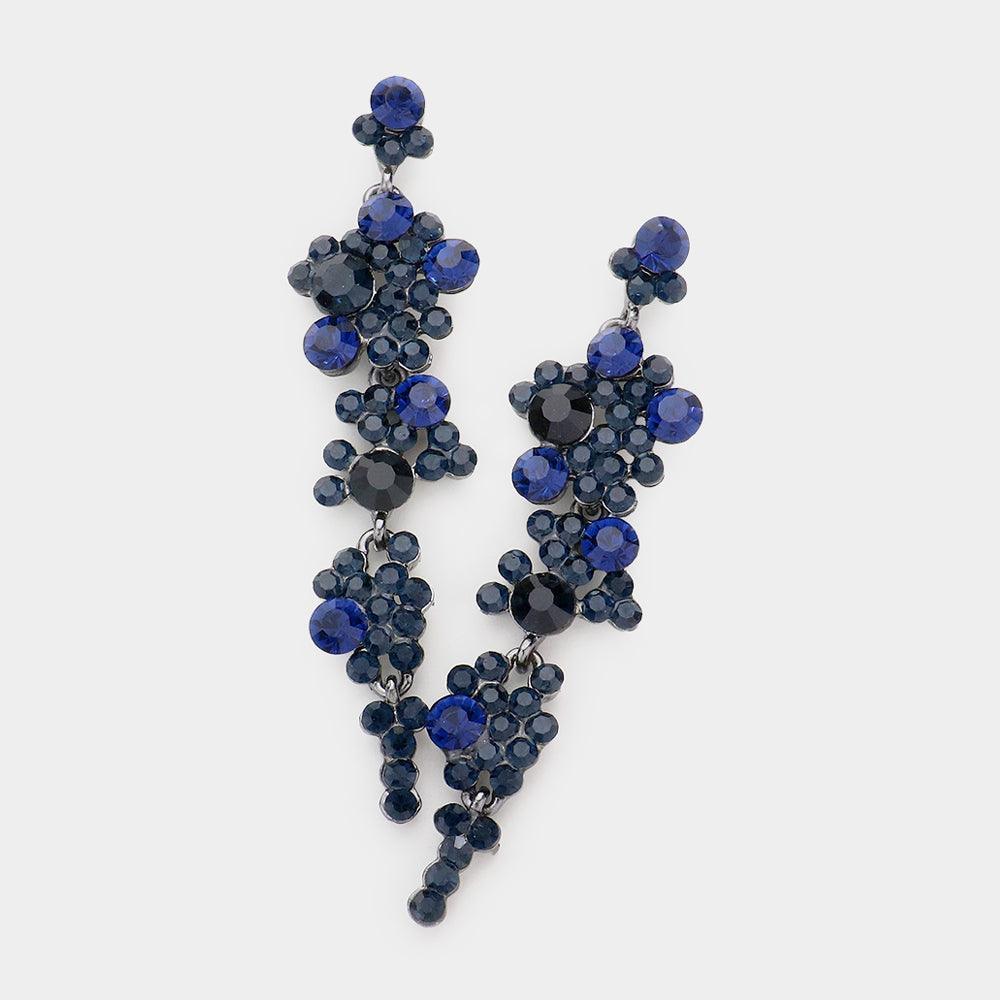 Blue Bubble Stone Cluster Dangle Evening Earrings - Jewelry Store by Erik Rayo