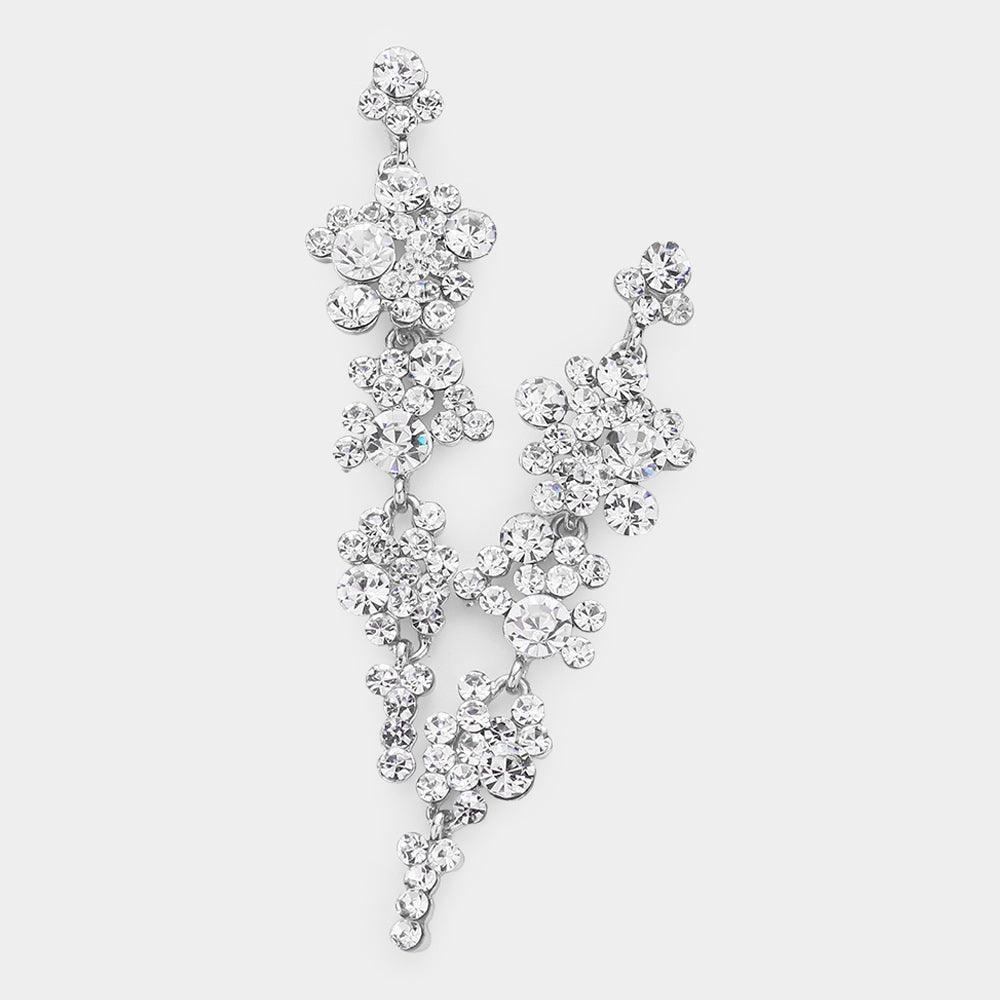 Silver Bubble Stone Cluster Dangle Evening Earrings - Jewelry Store by Erik Rayo