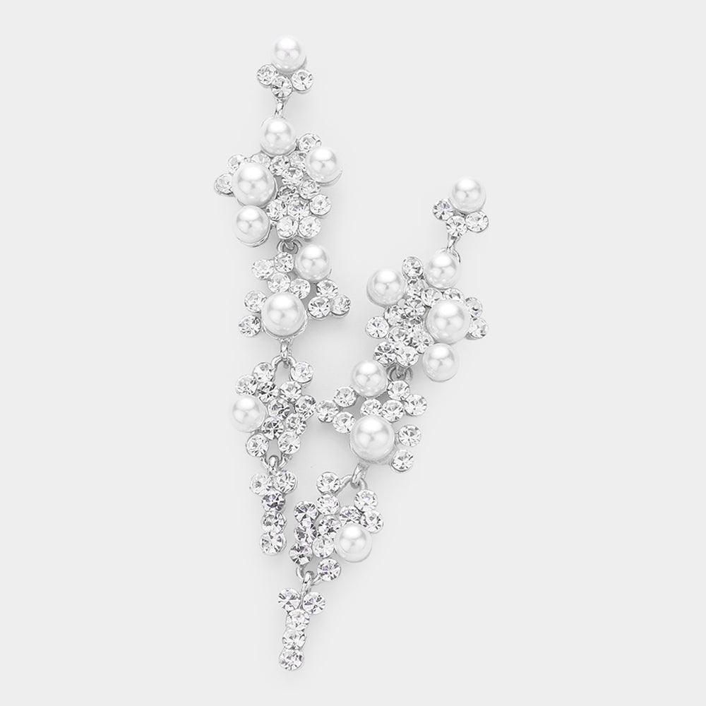White Bubble Stone Cluster Dangle Evening Earrings - Jewelry Store by Erik Rayo