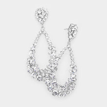 Load image into Gallery viewer, Silver Crystal Bubble Cluster Teardrop Evening Earrings
