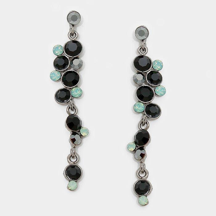 Hematite Crystal rhinestone dangle evening earrings - Jewelry Store by Erik Rayo