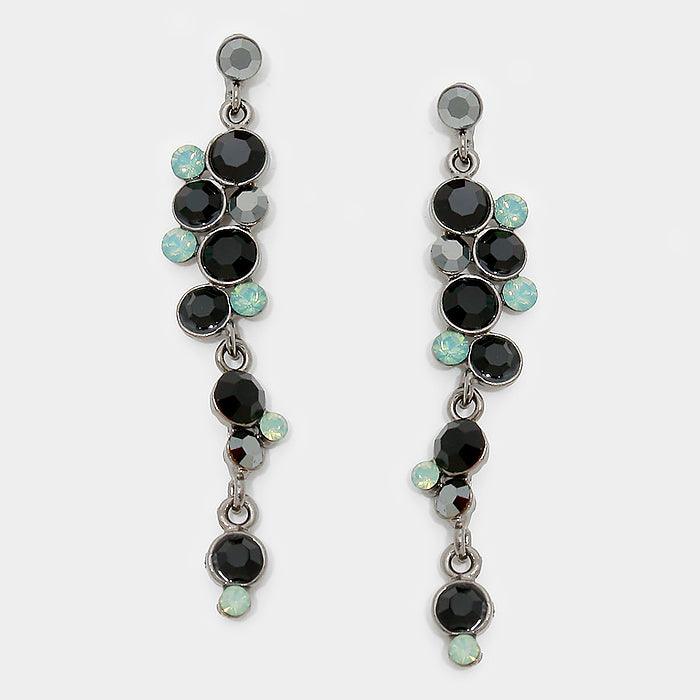 Hematite Crystal rhinestone dangle evening earrings