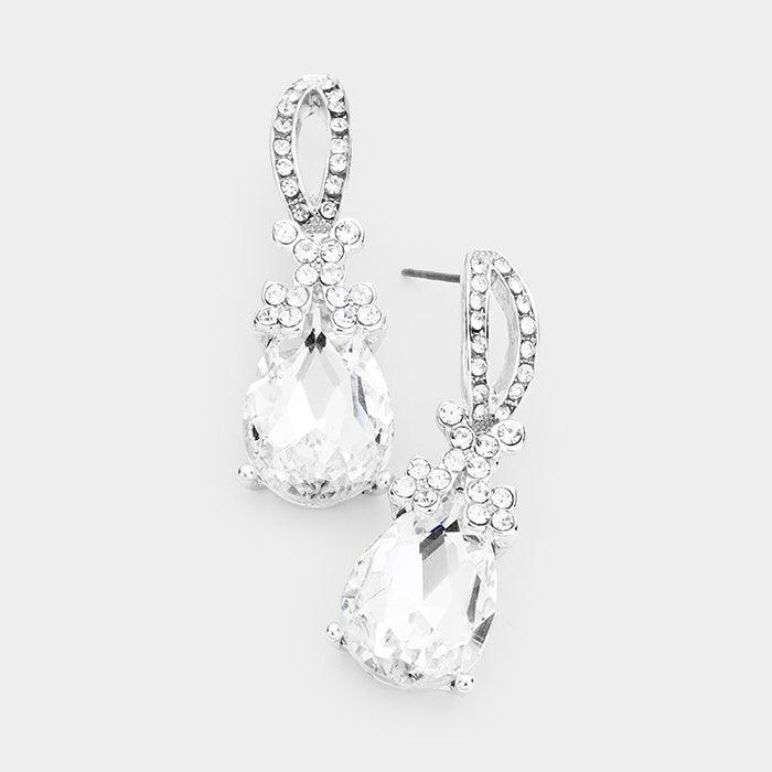 Teardrop Crystal Rhinestone Evening Earrings