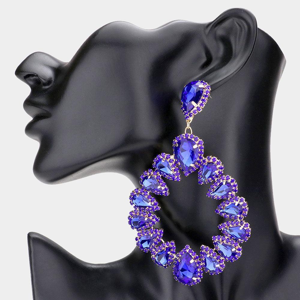 Teardrop Stone Cluster Dangle Evening Earrings - Jewelry Store by Erik Rayo