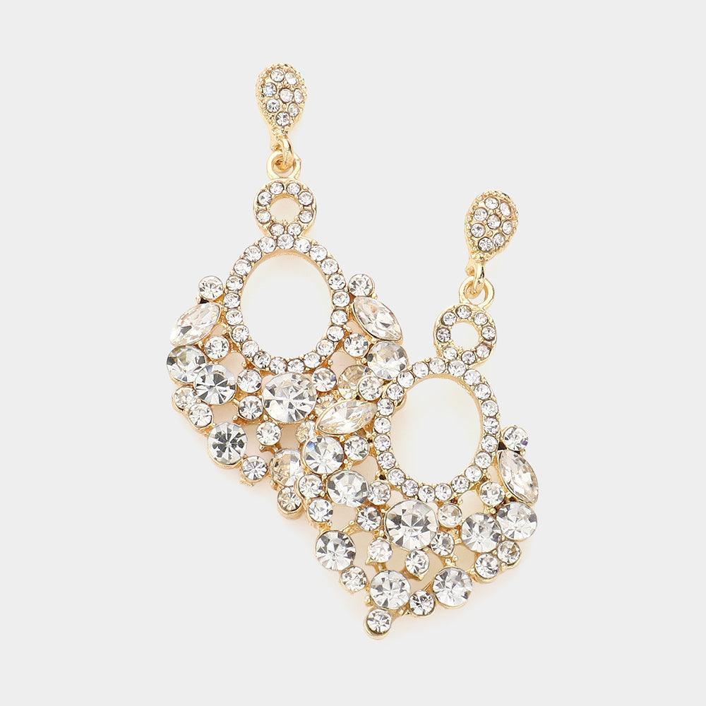 Gold Marquise Crystal Chandelier Statement Evening Earrings - Jewelry Store by Erik Rayo