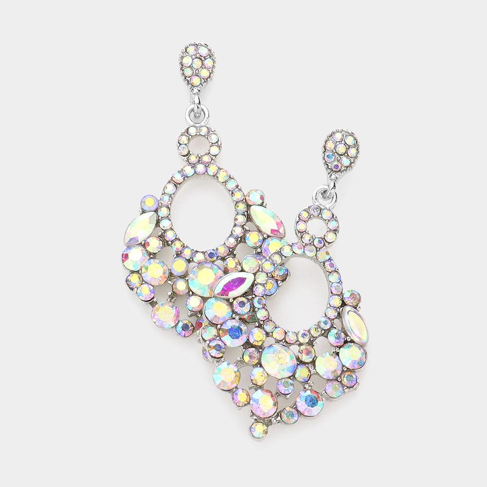 Marquise Crystal Chandelier Statement Evening Earrings