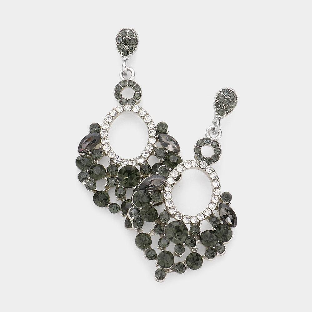 Black Marquise Crystal Chandelier Statement Evening Earrings