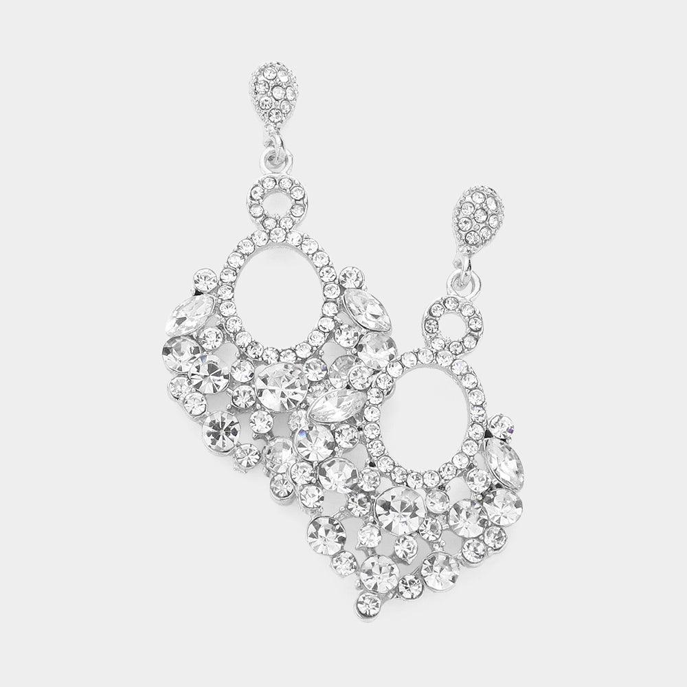 Marquise Crystal Chandelier Statement Evening Earrings