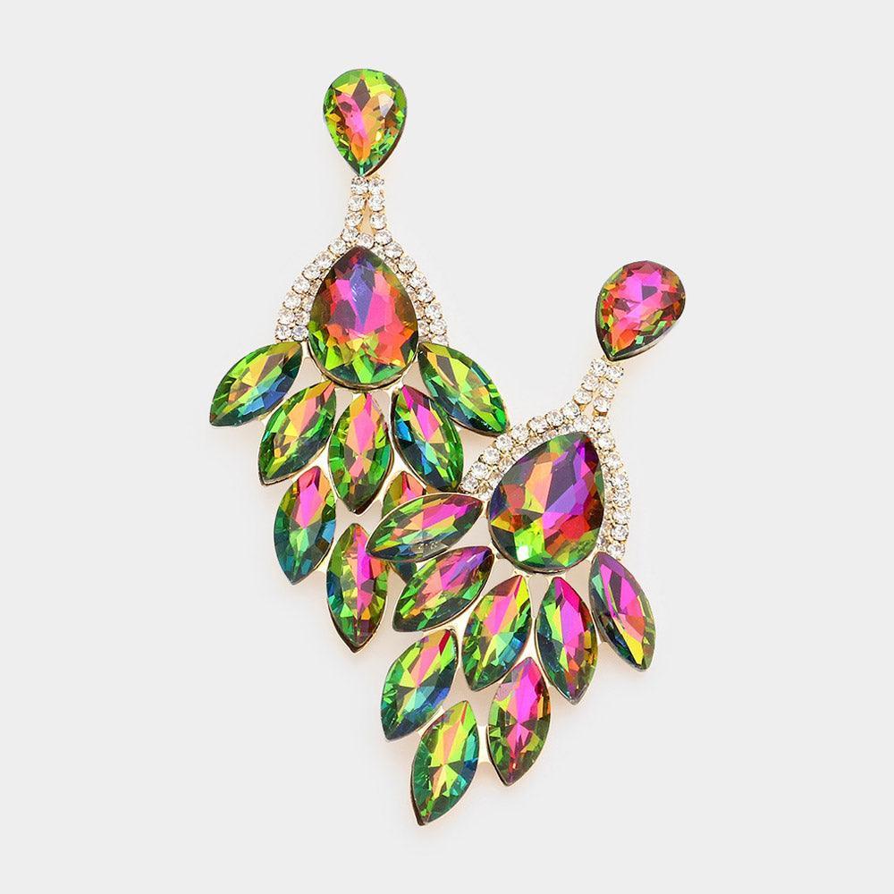 Teardrop Accented Marquise Stone Cluster Evening Earrings - Jewelry Store by Erik Rayo