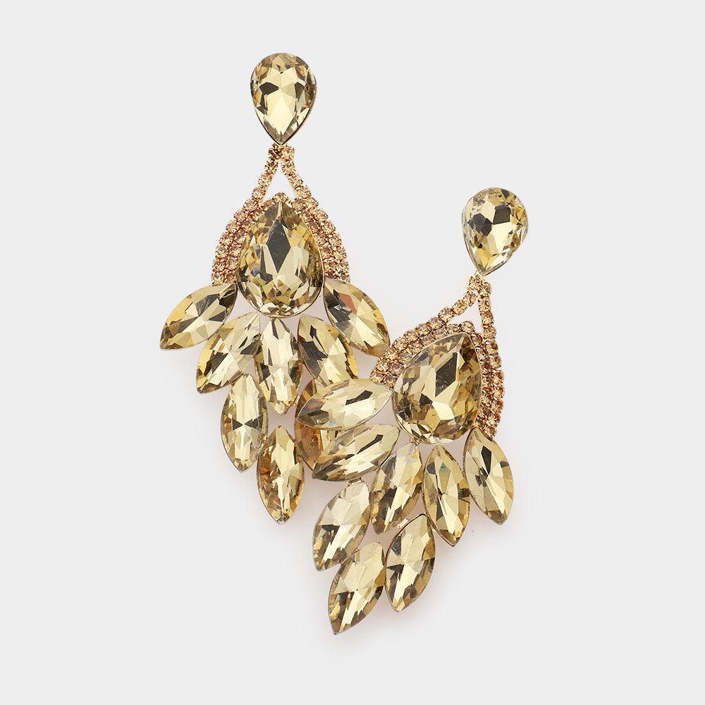 Teardrop Accented Marquise Stone Cluster Evening Earrings - Jewelry Store by Erik Rayo