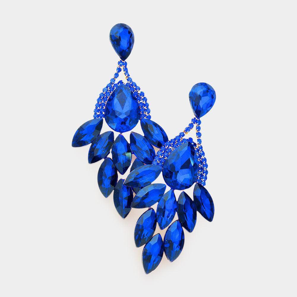 Teardrop Accented Marquise Stone Cluster Evening Earrings - Jewelry Store by Erik Rayo