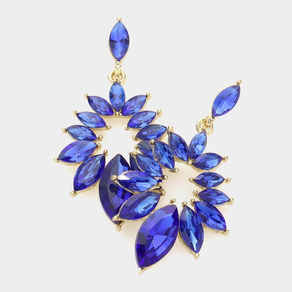 Marquise Stone Cluster Dangle Evening Earrings - Jewelry Store by Erik Rayo