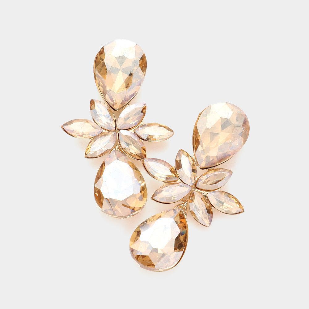 Marquise Stone Cluster Teardrop Link Dangle Evening Earrings - Jewelry Store by Erik Rayo