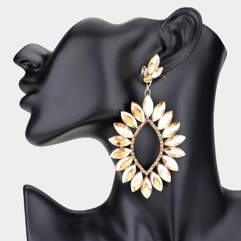 Marquise Stone Cluster Dangle Evening Earrings - Jewelry Store by Erik Rayo