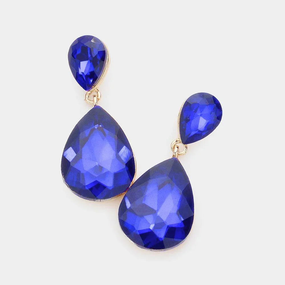 Crystal Double Teardrop Evening Earrings - Jewelry Store by Erik Rayo