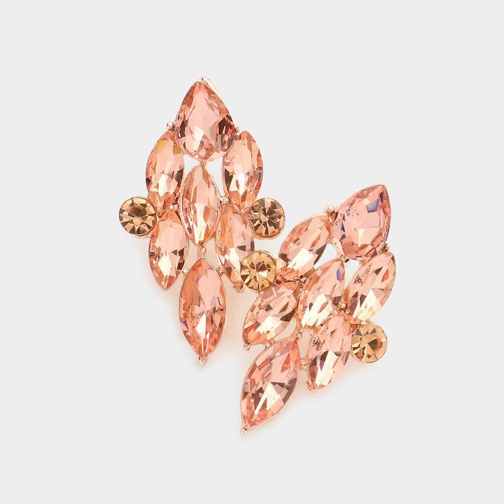Peach Marquise Stone Cluster Evening Earrings - Jewelry Store by Erik Rayo