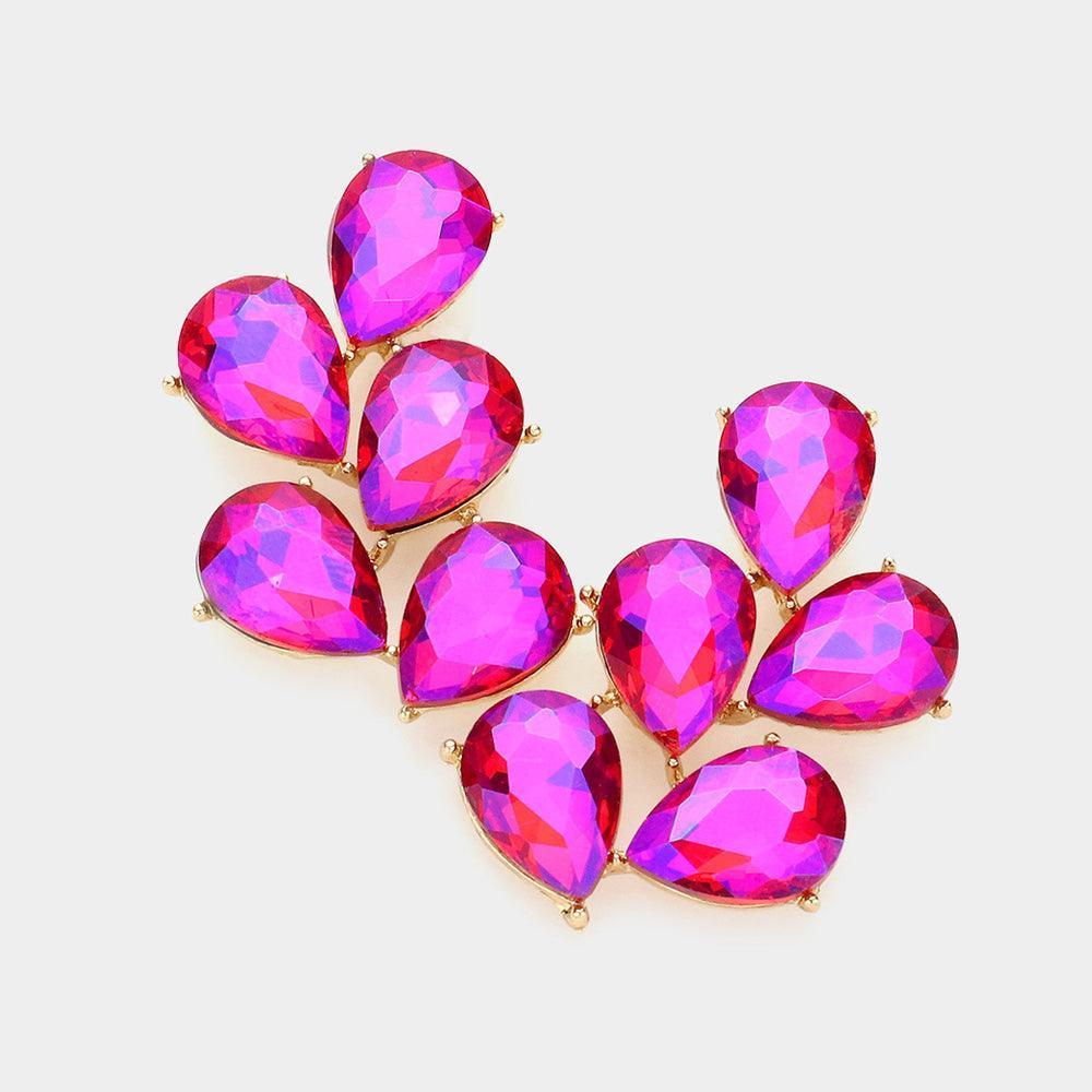 Purple Teardrop Stone Cluster Evening Earrings - Jewelry Store by Erik Rayo