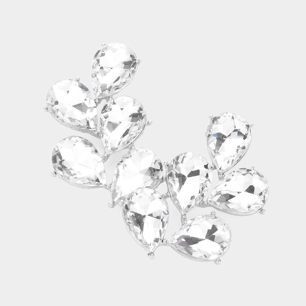 Silver Teardrop Stone Cluster Evening Earrings - Jewelry Store by Erik Rayo