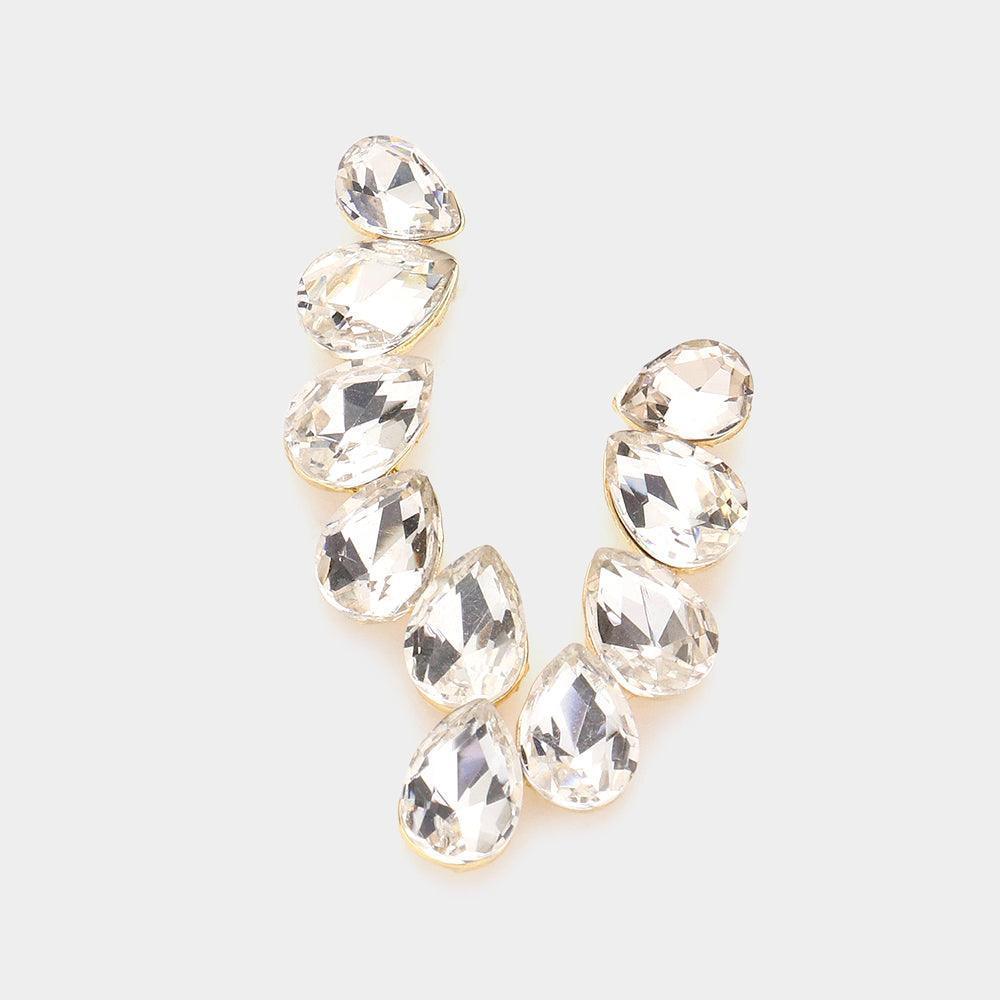Gold Teardrop Stone Cluster Evening Earrings - Jewelry Store by Erik Rayo
