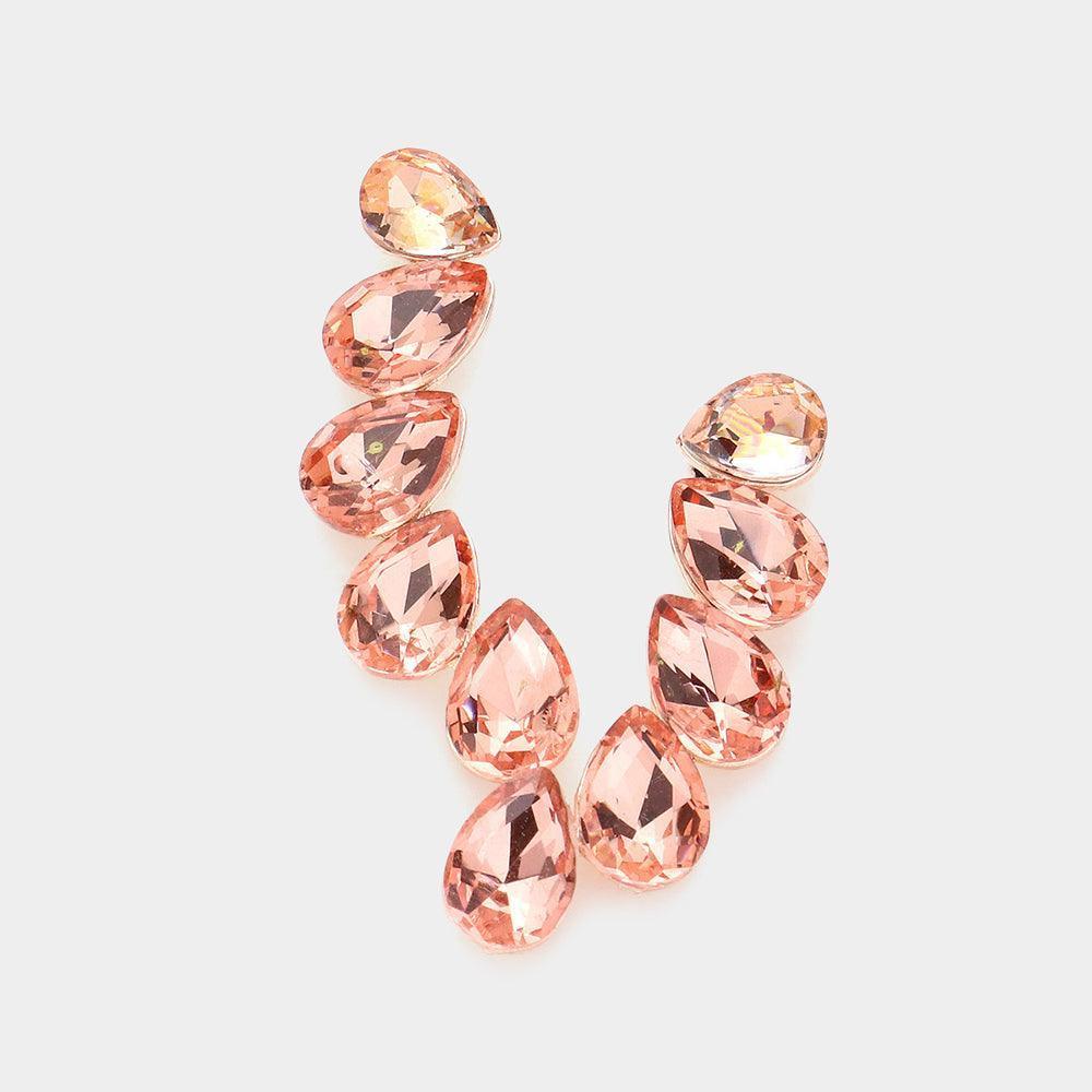 Peach Teardrop Stone Cluster Evening Earrings - Jewelry Store by Erik Rayo