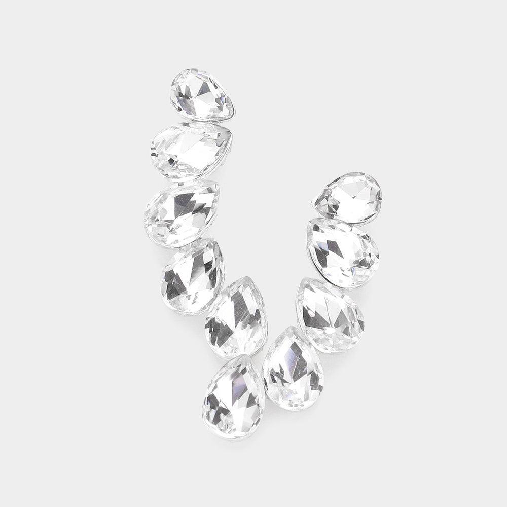 Silver Teardrop Stone Cluster Evening Earrings - Jewelry Store by Erik Rayo