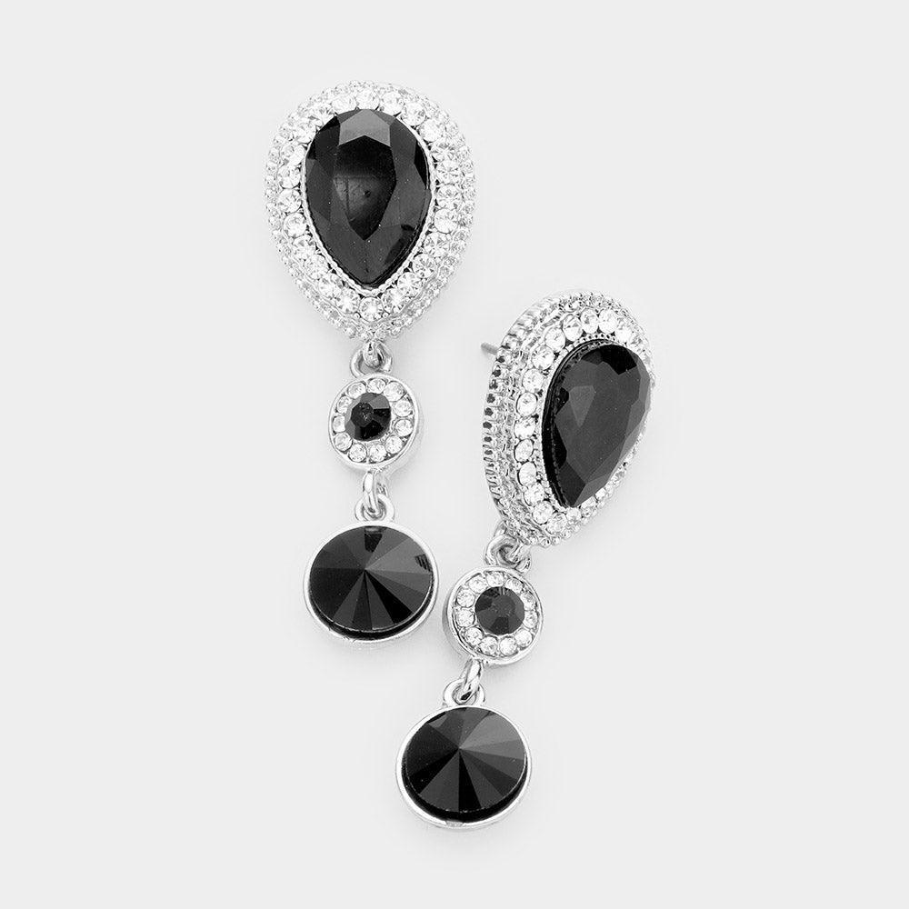 Clear Teardrop Glass Crystal Rhinestone Drop Evening Earrings - Jewelry Store by Erik Rayo