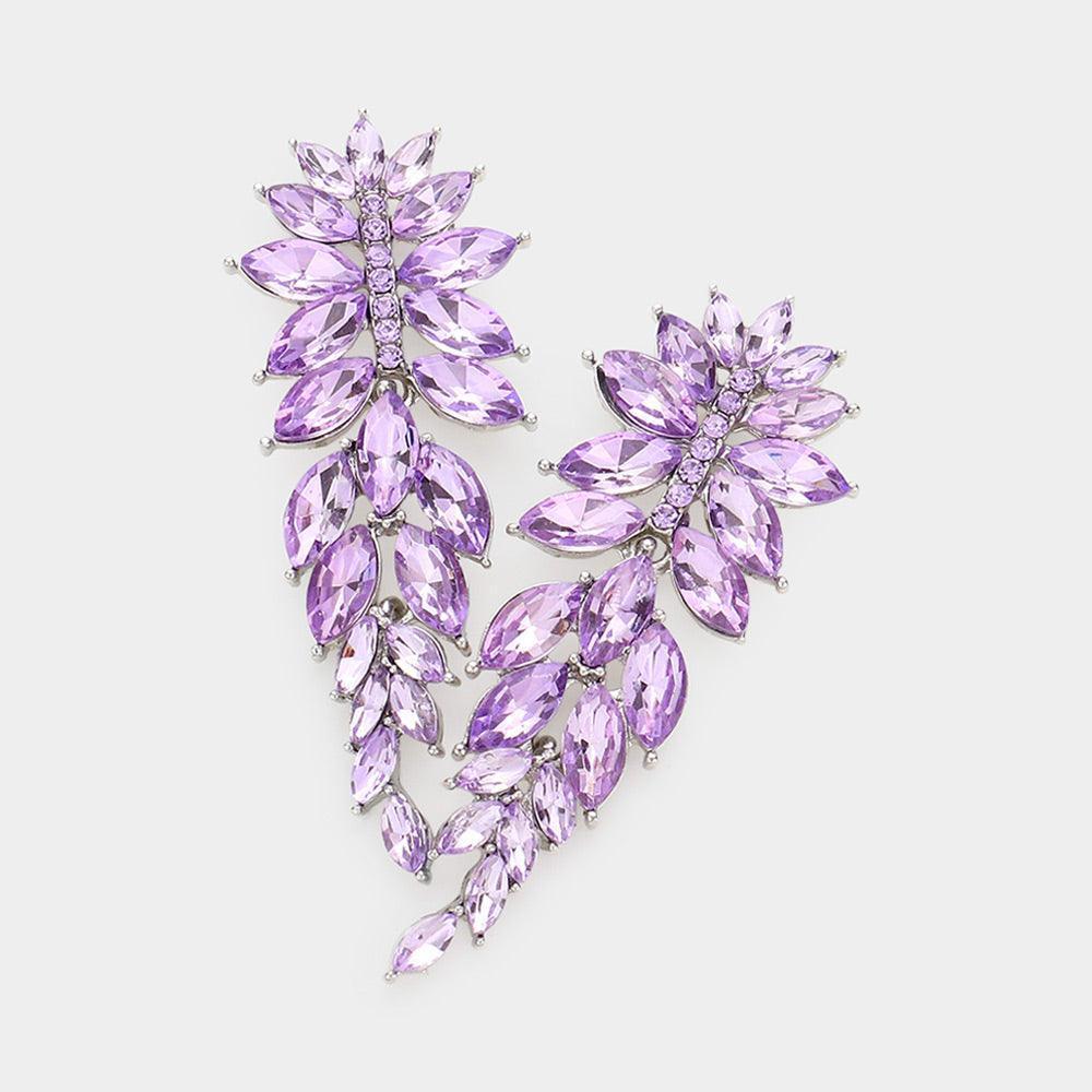 Silver Marquise Stone Cluster Evening Earrings - Jewelry Store by Erik Rayo