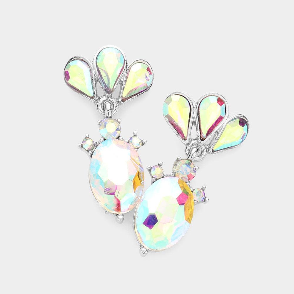 Silver Marquise Teardrop Stone Cluster Dangle Evening Earrings - Jewelry Store by Erik Rayo