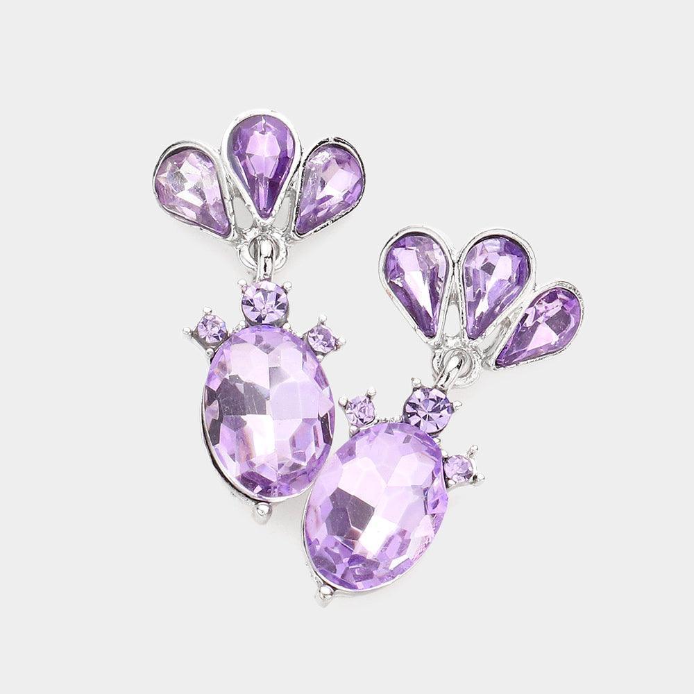 Silver Marquise Teardrop Stone Cluster Dangle Evening Earrings - Jewelry Store by Erik Rayo