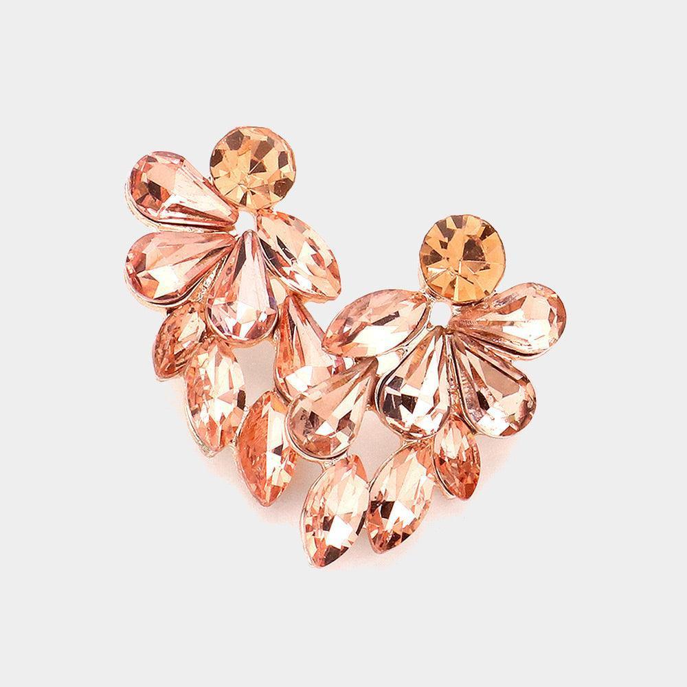 Peach Marquise Teardrop Stone Cluster Evening Earrings - Jewelry Store by Erik Rayo