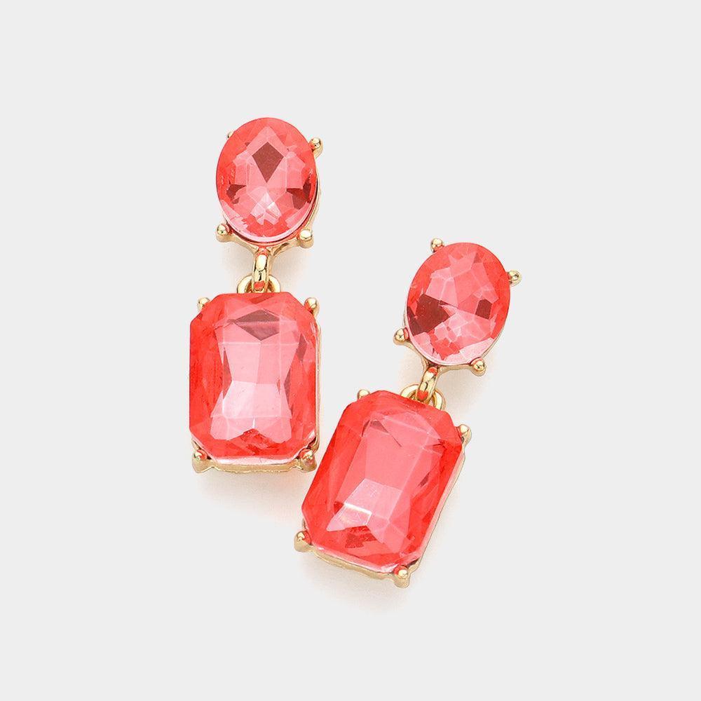 Square Stone Cluster Dangle Evening Earrings - Jewelry Store by Erik Rayo