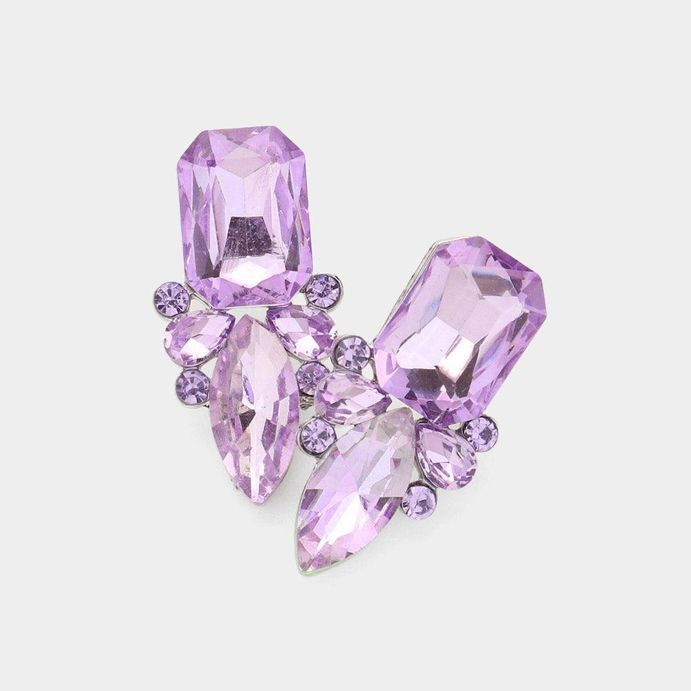 Silver Square Marquise Stone Cluster Evening Earrings - Jewelry Store by Erik Rayo