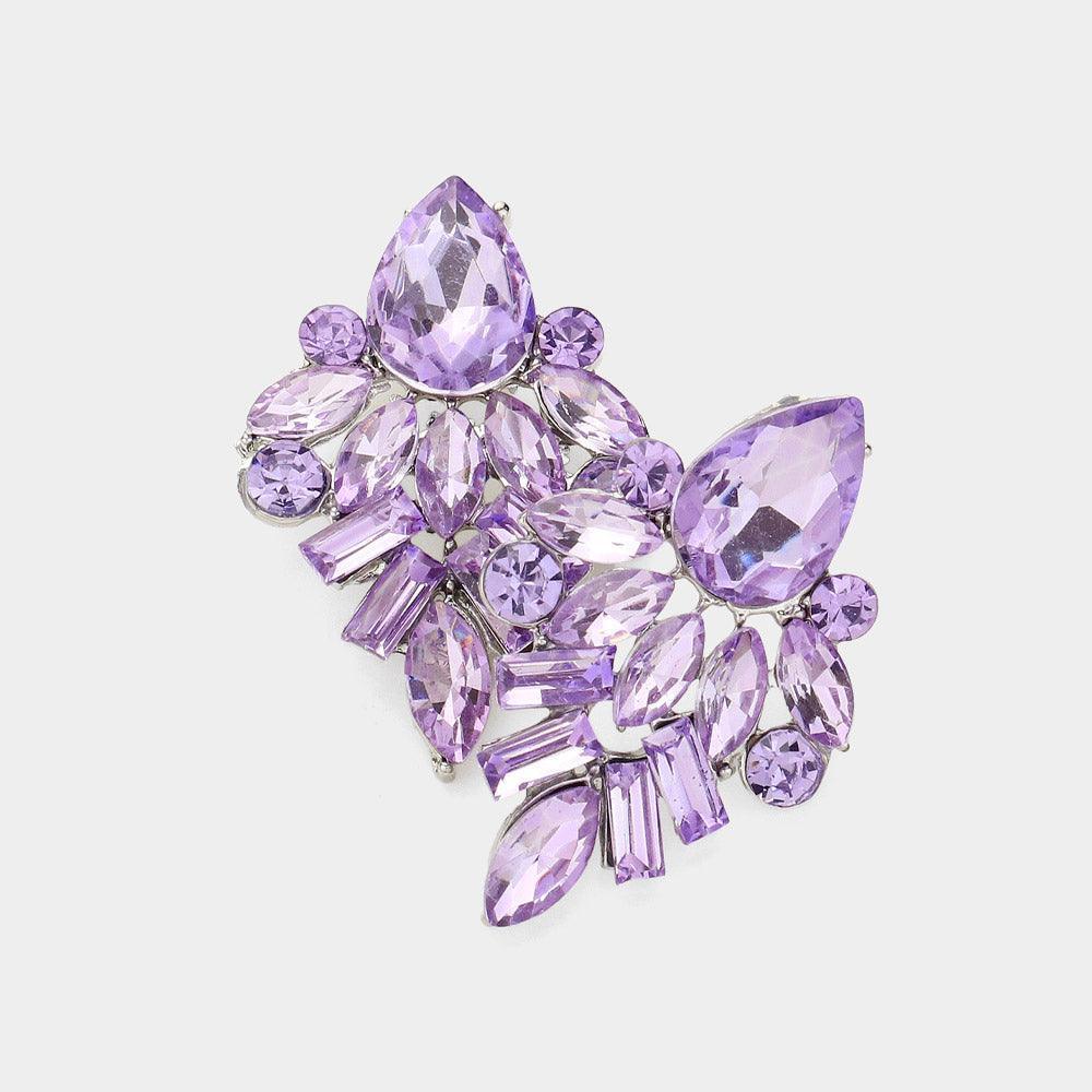 Silver Marquise Baguette Stone Cluster Evening Earrings - Jewelry Store by Erik Rayo
