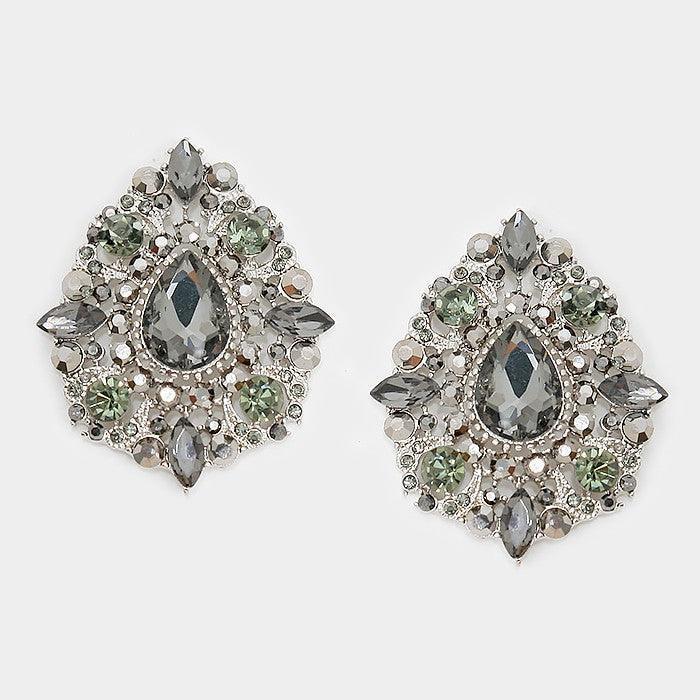 Black Crystal teardrop accented evening earrings - Jewelry Store by Erik Rayo