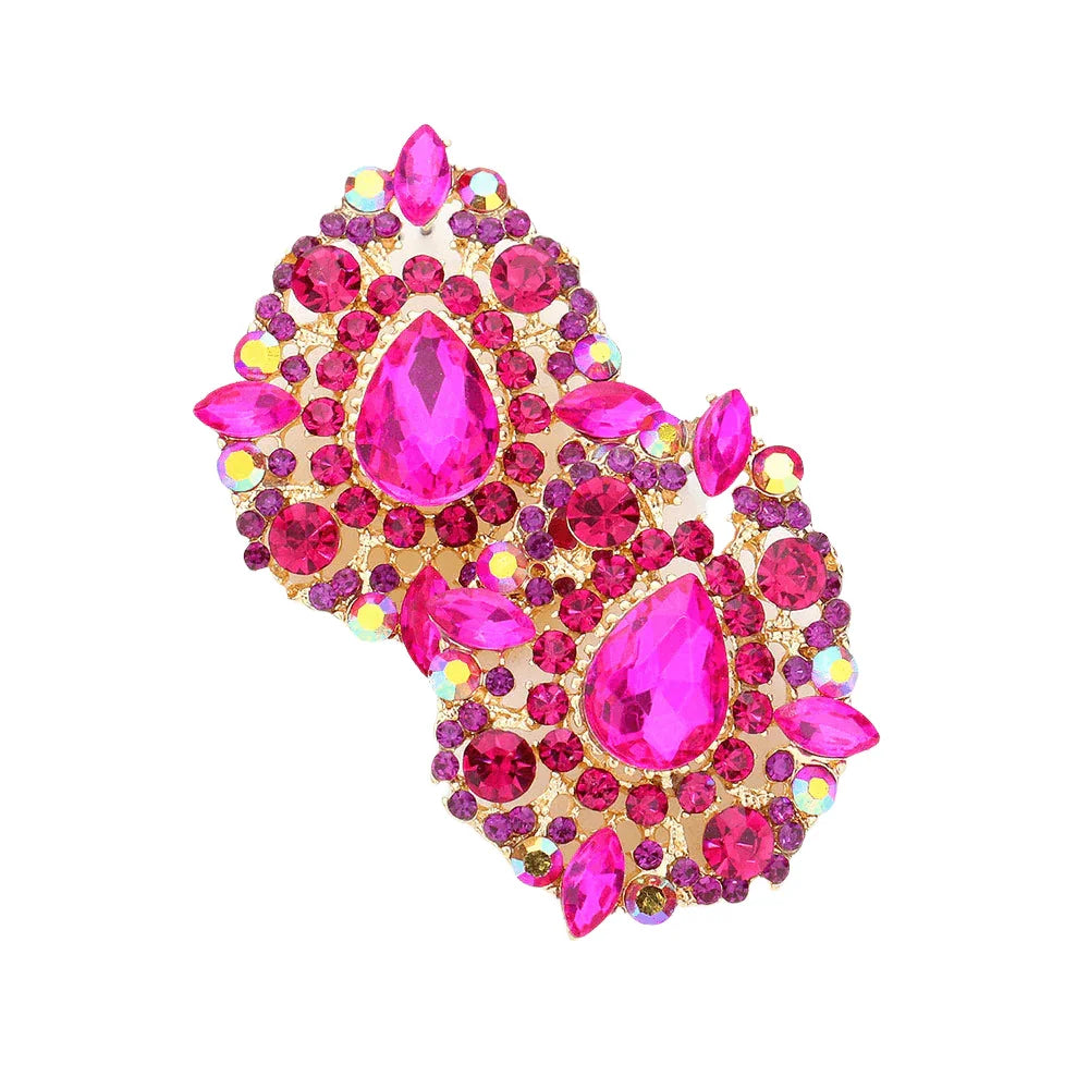 Fuchsia Crystal teardrop accented evening earrings - Jewelry Store by Erik Rayo