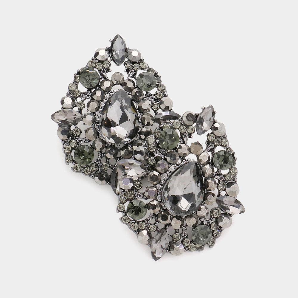 Black Crystal teardrop accented evening earrings - Jewelry Store by Erik Rayo