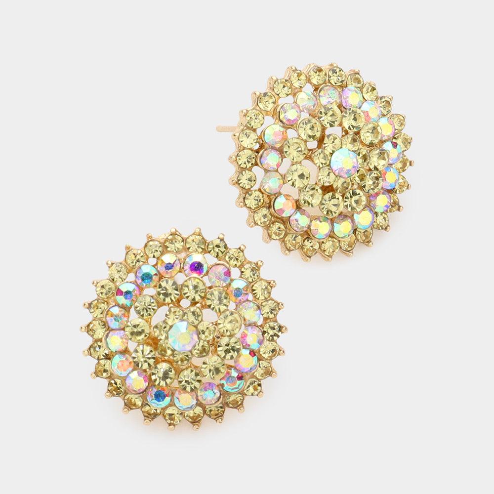 Yellow Bloom Crystal Rhinestone Stud Earrings