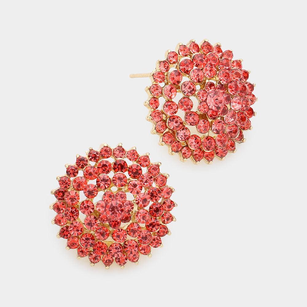 Coral Bloom Crystal Rhinestone Stud Earrings - Jewelry Store by Erik Rayo