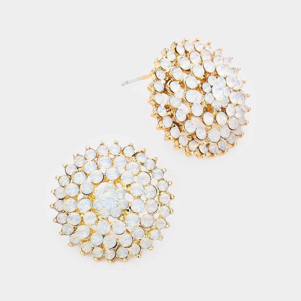 White Bloom Crystal Rhinestone Stud Earrings